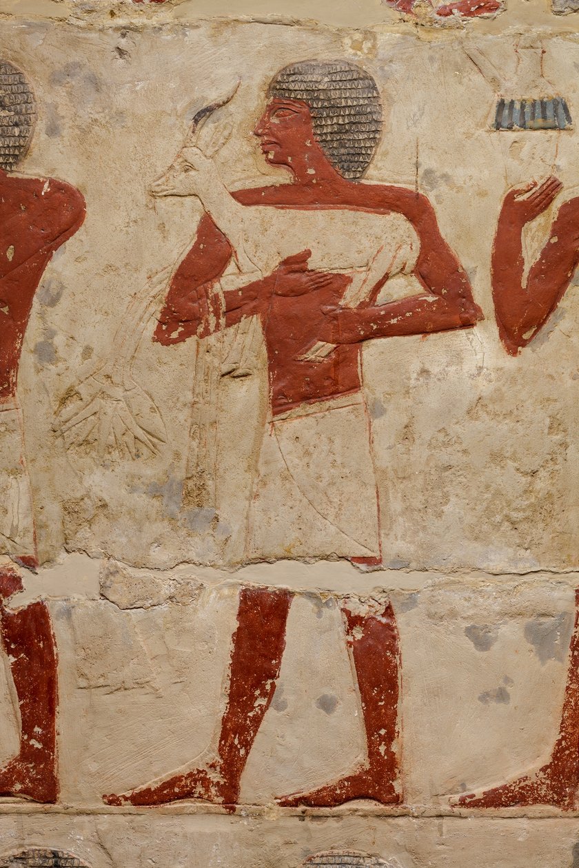 Mastaba Pernebin hauta, n. 2381–2323 eKr. (kalkkikivi ja maali) tekijältä Egyptian 5th Dynasty