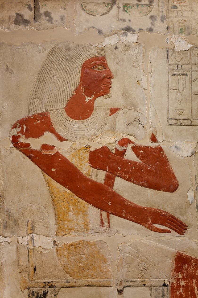 Mastaba Pernebin hauta, n. 2381–2323 eKr. (kalkkikivi ja maali) tekijältä Egyptian 5th Dynasty