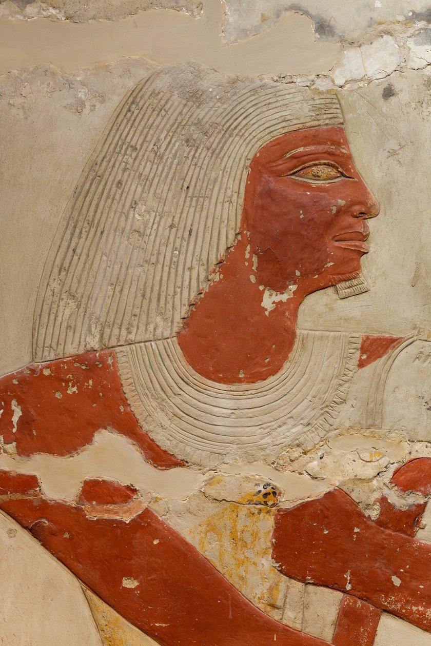 Mastaba Pernebin hauta, n. 2381–2323 eKr. (kalkkikivi ja maali) tekijältä Egyptian 5th Dynasty