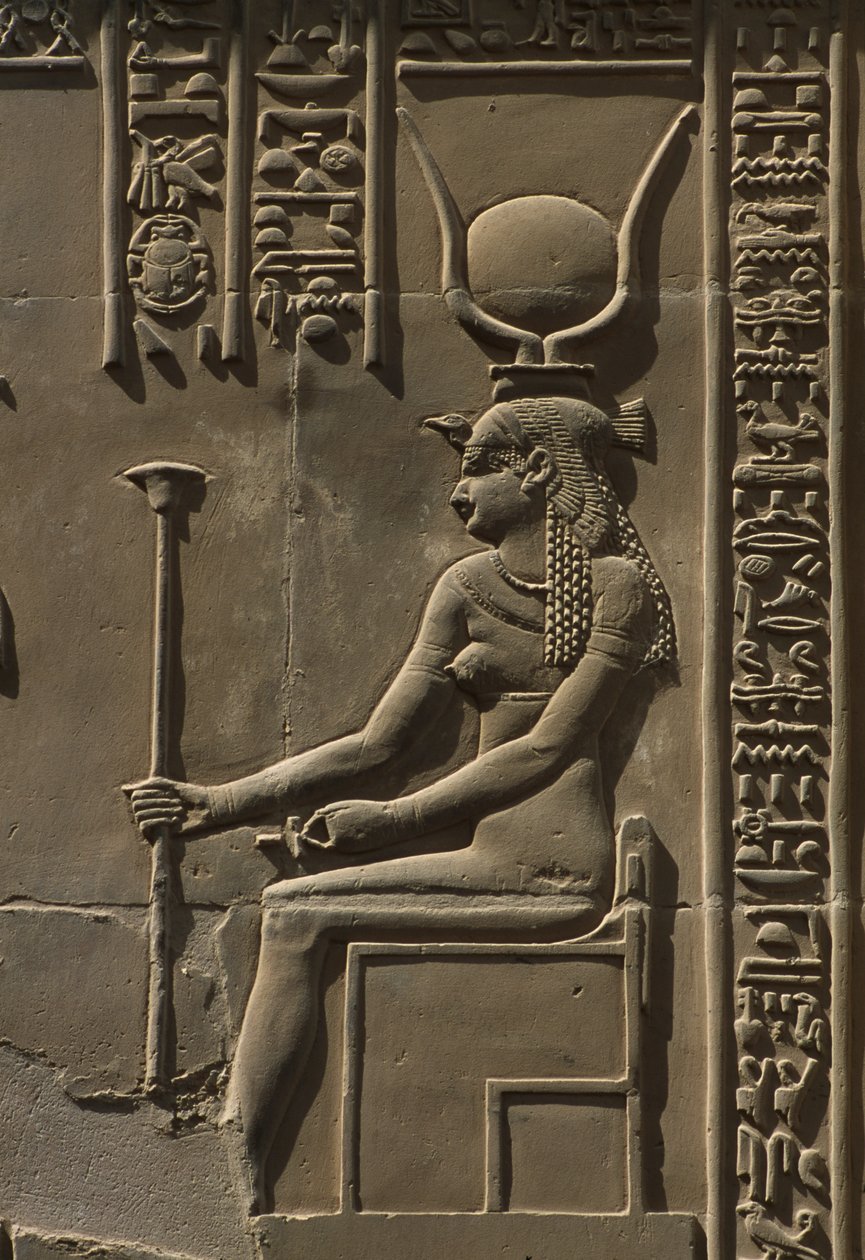 Yksityiskohta reliefistä, Hathor-kivi tekijältä Egyptian