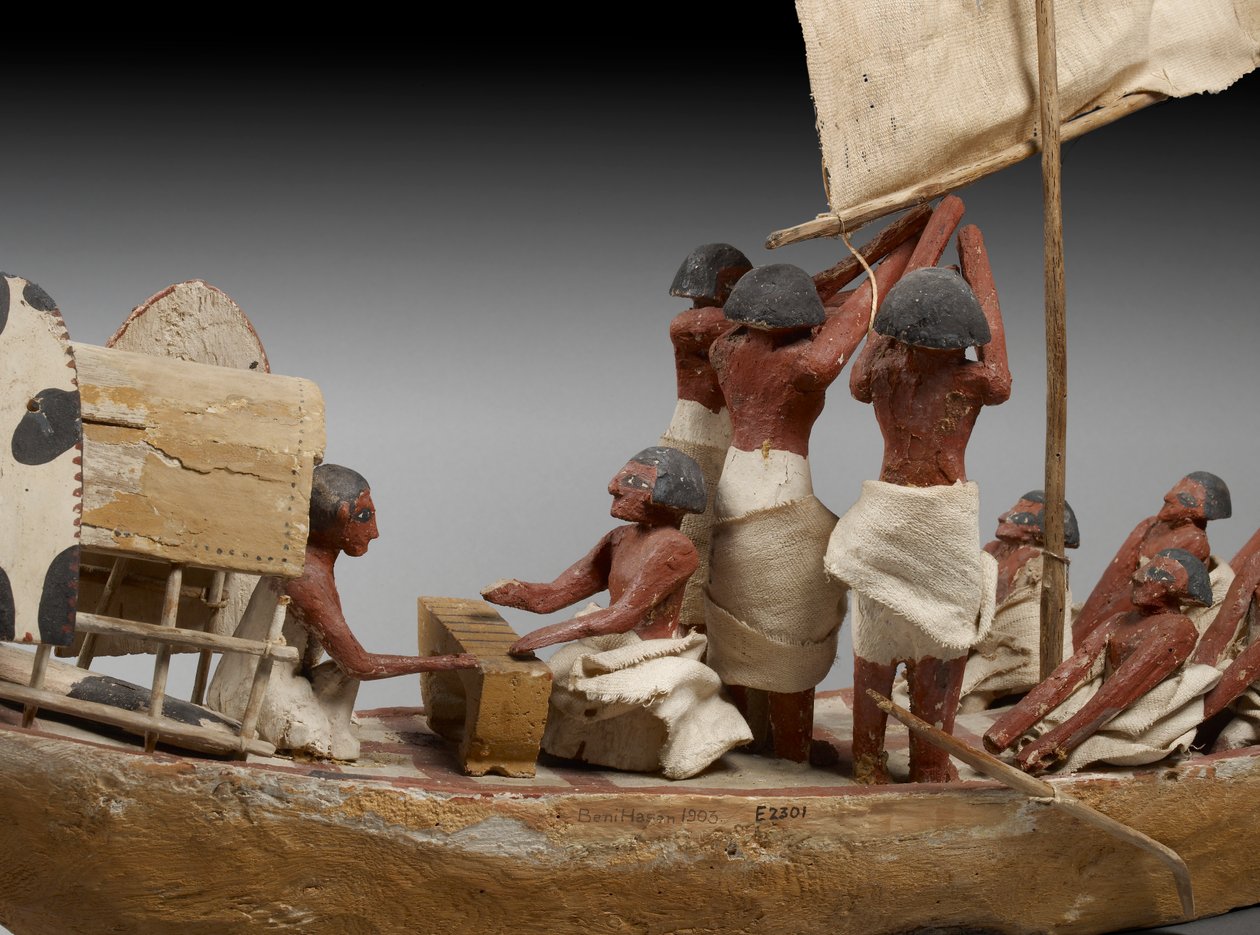 Hautausvenemalli, Beni Hasanista, luultavasti Keski-Britanniasta, n. 2060-1786, 107032:n sekamedian yksityiskohta tekijältä Egyptian