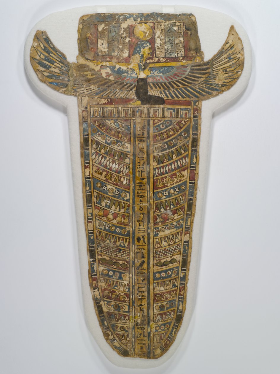 Maalattu muumioesiliina (esiliina), 305-30 eKr. (pellava, gesso, maali ja kultaus). tekijältä Egyptian