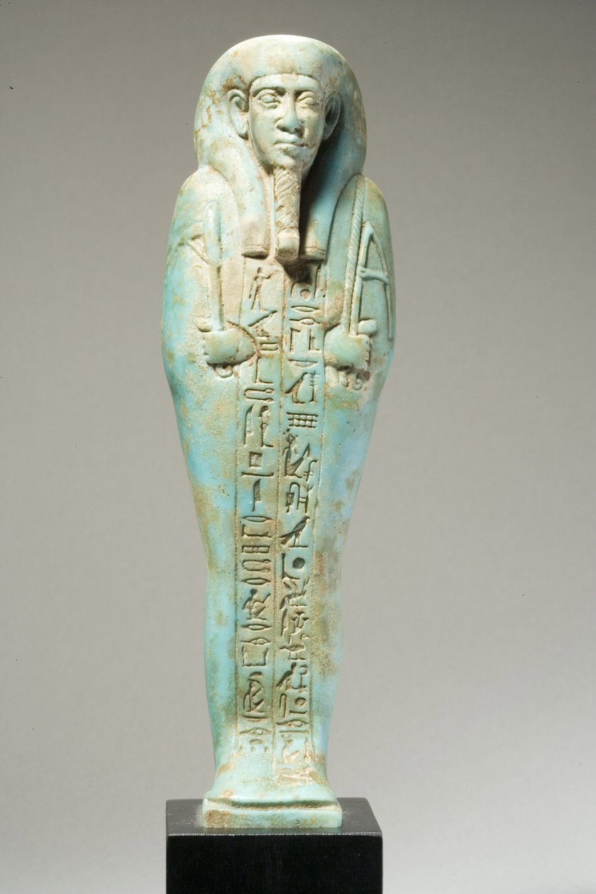 Ushabti-hahmo Hor-Khebille, myöhäinen dynastian aika, 25. luvun loppu - 26. dynastian alku, noin 700-600 eKr. (fajansi) (katso 270353 kääntöpuoli) tekijältä Egyptian
