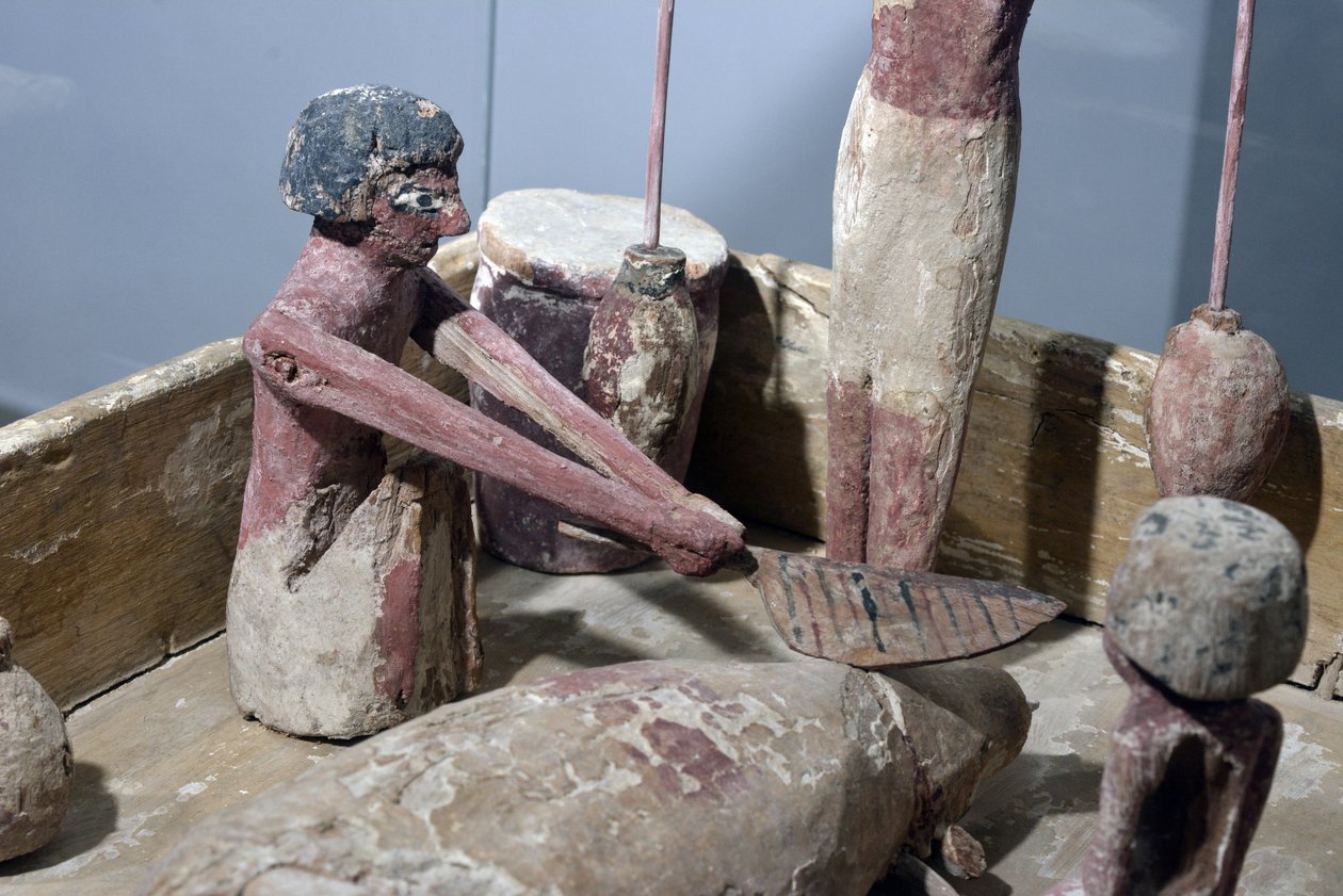 Yksityiskohta lihakaupan mallista, Egypti, n. 2000-1700 eaa tekijältä Egyptian 12th Dynasty