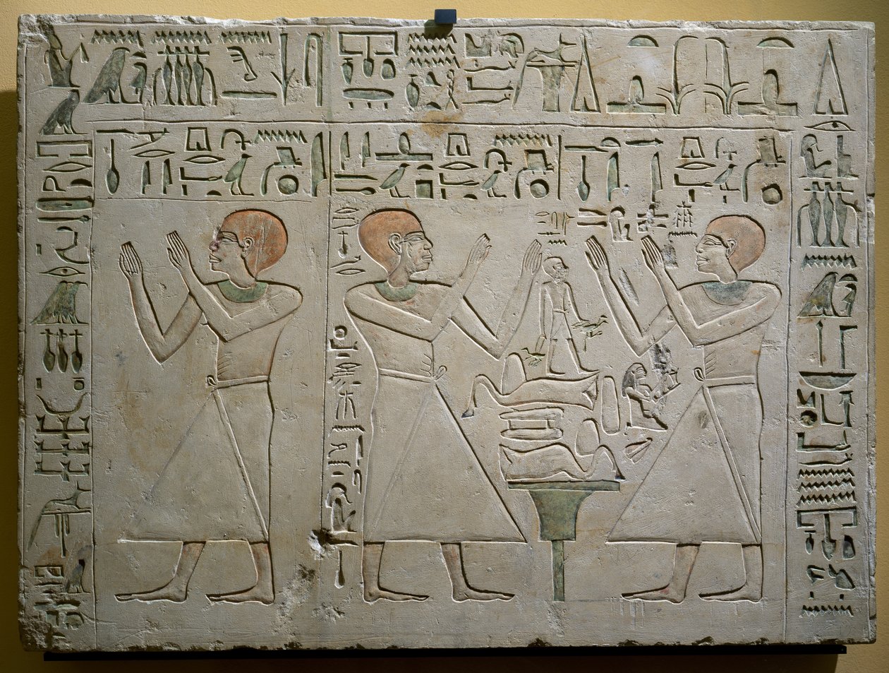 Mery, Hetepuy ja Khety, yhteiskanslerit Senwosret (Sesostris) I:n hallituskauden aikana, maalattu kalkkikivistele, egyptiläinen sivilisaatio, Keski-Britannia, dynastia XII tekijältä Egyptian 12th Dynasty