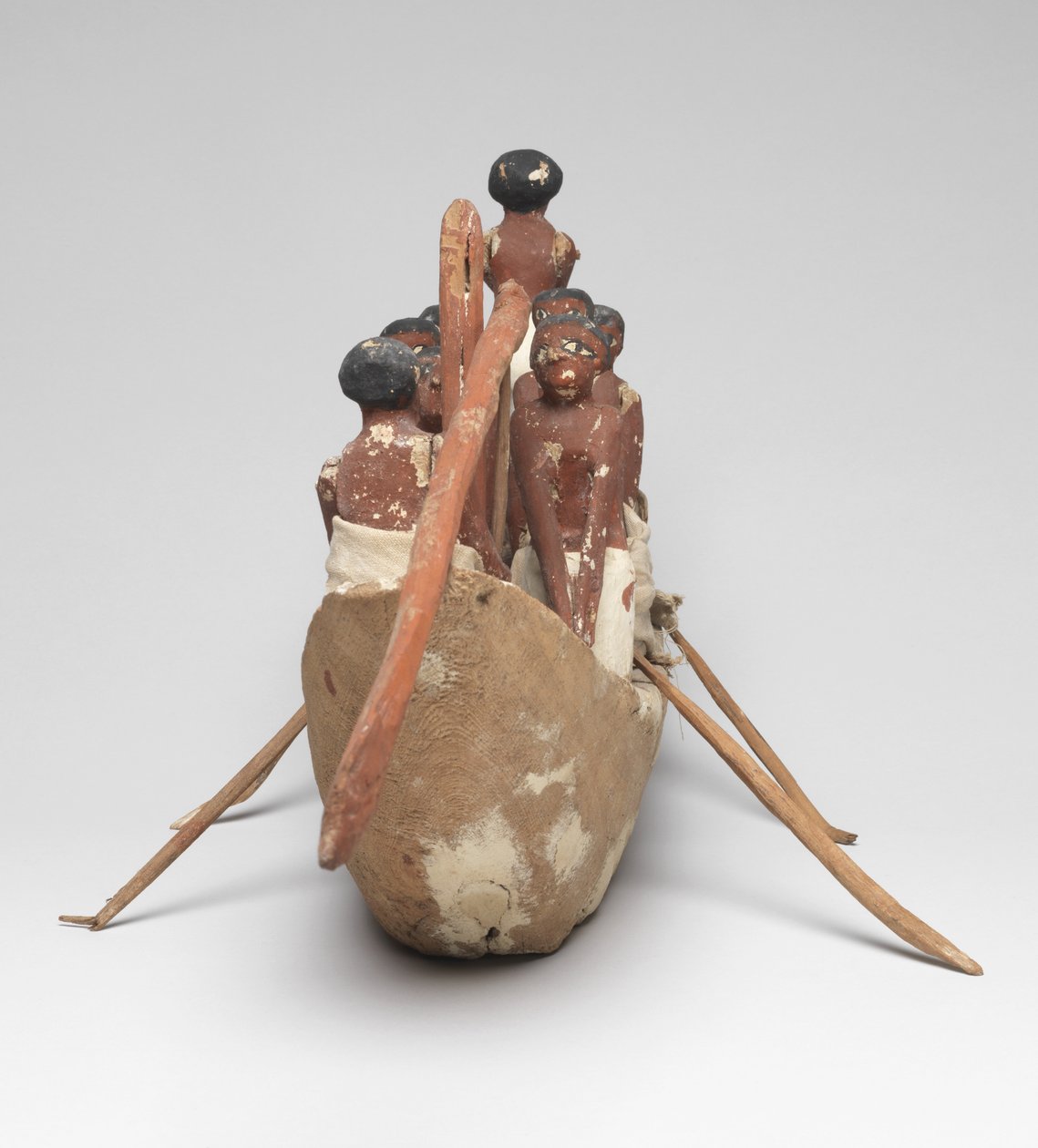 Purjeveneen pienoismalli Khetyn haudasta (Beni Hasan), Keskinen kuningaskunta, noin 2010 eaa. - 1950 eaa. (maalattu puu ja pellava). tekijältä Egyptian 12th Dynasty