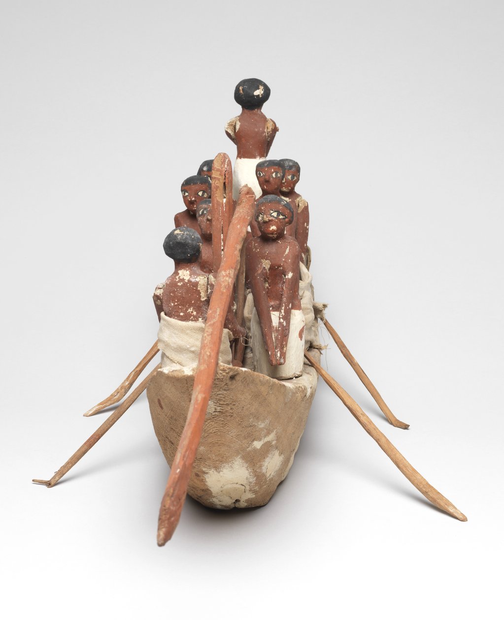 Purjeveneen pienoismalli Khetyn haudasta (Beni Hasan), Keskinen kuningaskunta, noin 2010 eaa. - 1950 eaa. (maalattu puu ja pellava). tekijältä Egyptian 12th Dynasty