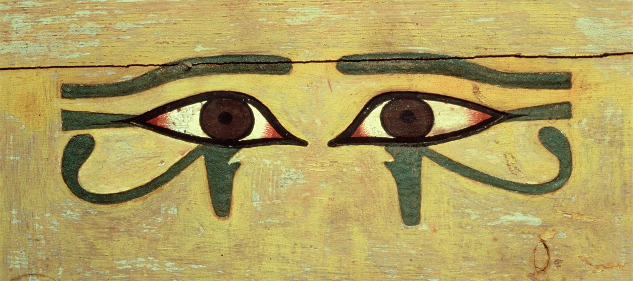 Udjat Eyes on a Cockin, Middle Kingdom (puu ja maali) tekijältä Egyptian 12th Dynasty