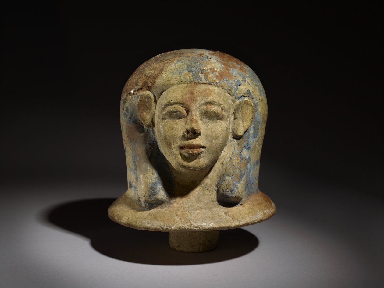 Pään muotoinen canopic purkin kansi tekijältä Egyptian 17th Dynasty