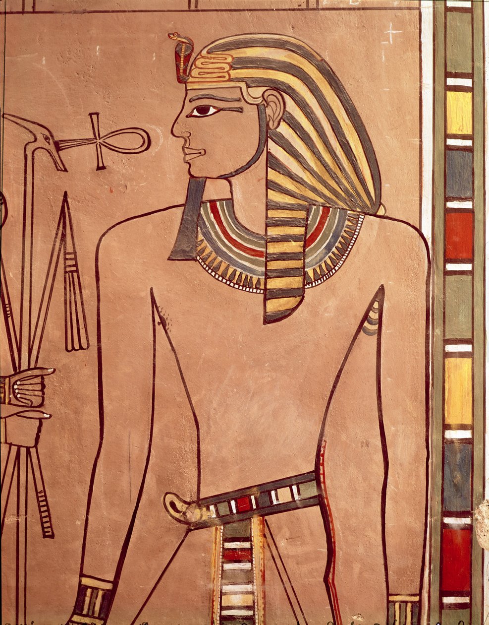 Amenhotep II (n. 1427-1392 eKr.) ankh nostettuna huulilleen, hänen haudansa sarkofagikammiosta, New Kingdom (maalattu kalkkikivi) tekijältä Egyptian 18th Dynasty