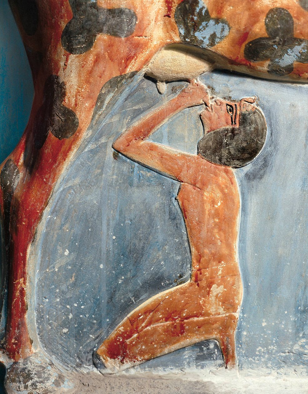 Egyptin antiikin aika: lehmänjumalatar Hathor ruokkii nuorta Amenhotep II:ta (Amenophis II) tekijältä Egyptian 18th Dynasty
