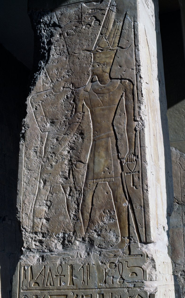 Bas-reliefi, Kuningatar Hatšepsutin hautatemppeli, Djeser-Djeseru (Pyhäin pyhimys), Deir el-Bahri, Luxor, Thebe (Unescon maailmanperintökohde). tekijältä Egyptian 18th Dynasty