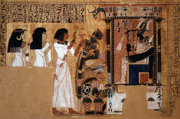 Nebqedin kirjuri kuolleiden kirja, yksityiskohta vainajasta ennen Osirista, Uusi kuningaskunta, noin 1400 eKr. (papyrus) tekijältä Egyptian 18th Dynasty