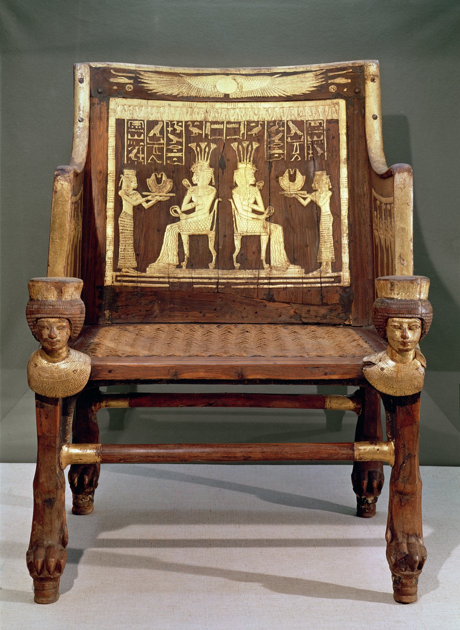 Amenofis III:n tyttären, prinsessa Satamunin, tuoli, Uusi valtakunta, n. 1391-1353 eaa. (puu ja kullattu pronssi). tekijältä Egyptian 18th Dynasty