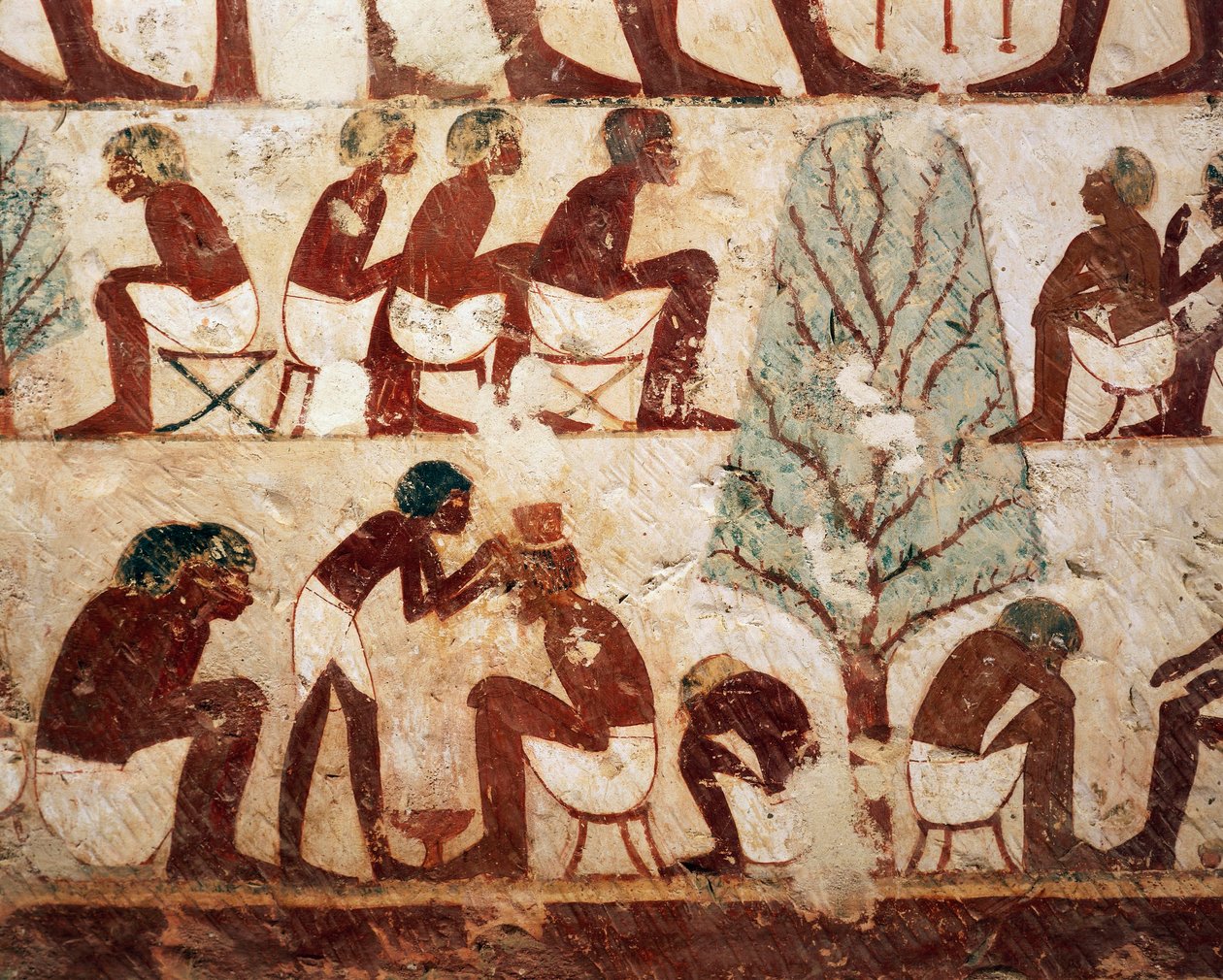 Egypti, Luxor, Länsi-Thebes, Sheik el Gurnak. Usirhatin hauta, parturi, yksityiskohtia freskosta. (Uusi kuningaskunta, dynastia XVIII) tekijältä Egyptian 18th Dynasty