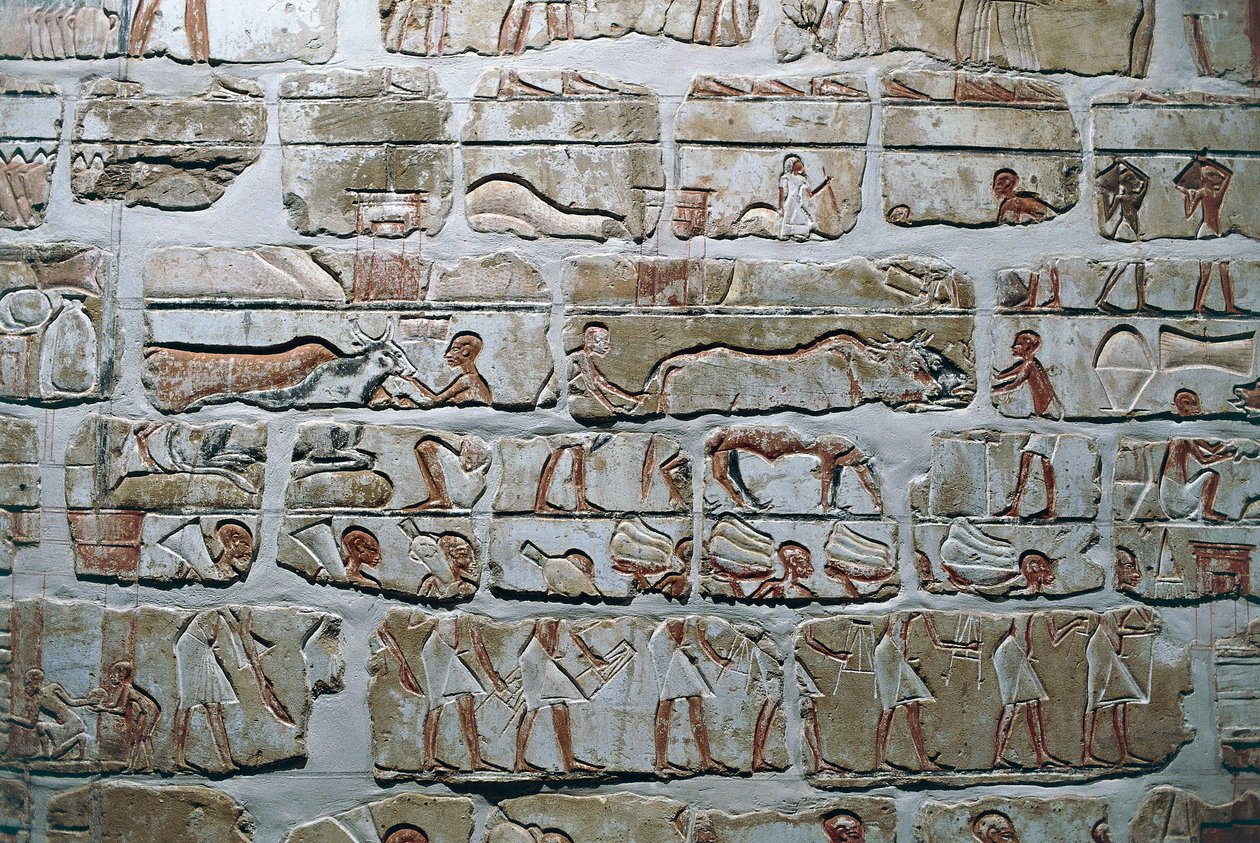 Egypti, Thebe, Luzor, Karnakin temppelit, Talatatin seinä Amenhotep IV:n temppelistä. tekijältä Egyptian 18th Dynasty