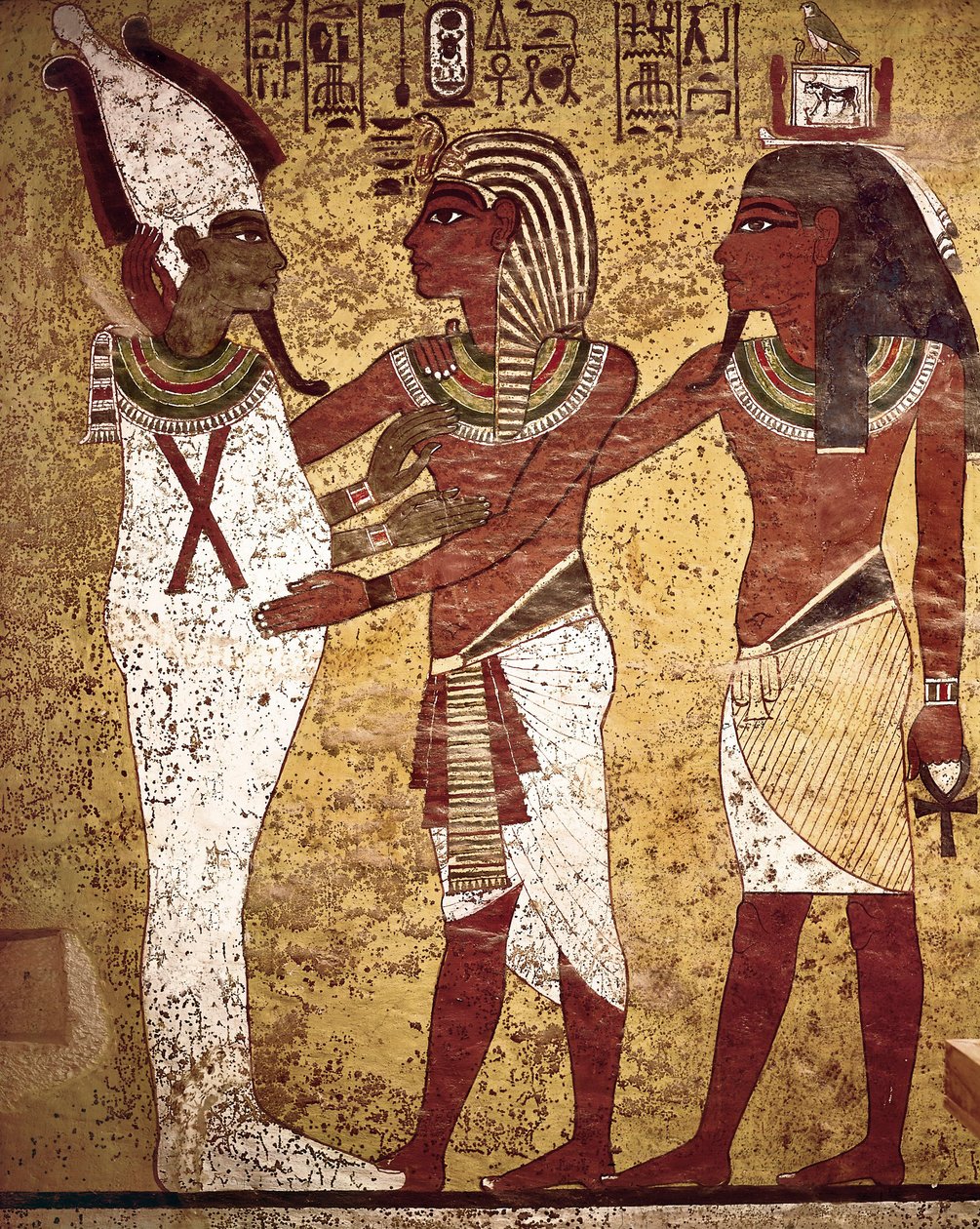 Egyptian Antiquity: ang pharaoh Tutankhamun na nakaharap sa diyos na si Osiris Finn tekijältä Egyptian 18th Dynasty