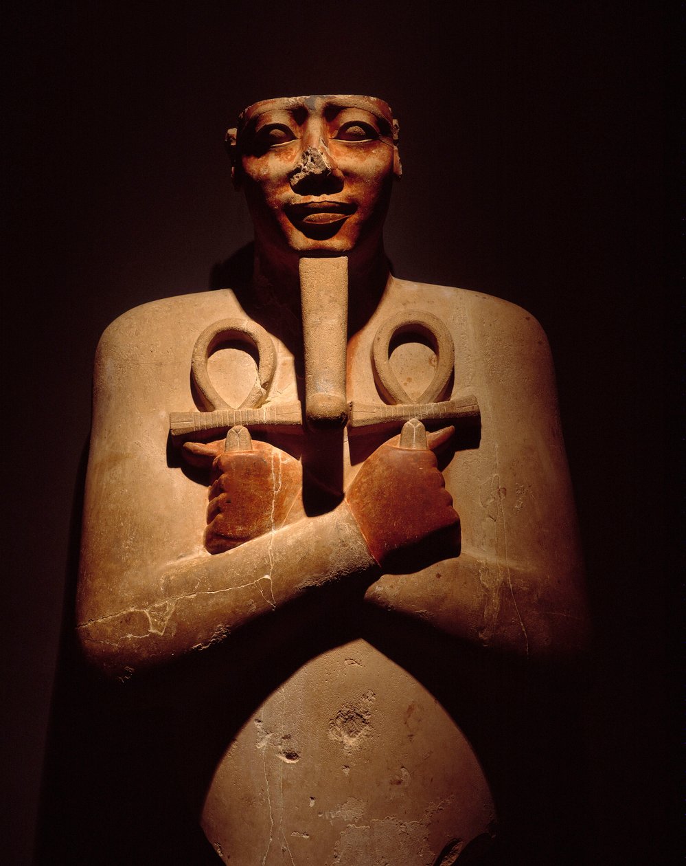 Egyptiläinen antiikki: Sesostris I:n Osiriac-pilari, Amonin temppelistä Karnakissa. 1971-1926 eaa. Egyptin taidemuseo, Luxor (tai Luxor) tekijältä Egyptian 18th Dynasty