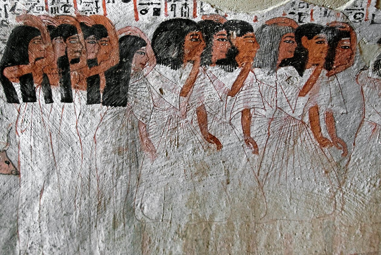 Egyptin antiikki: itkukulkue. Royn haudan maalaus (TT255). 18. dynastia. Luxorin Länsirannalta Egyptistä tekijältä Egyptian 18th Dynasty