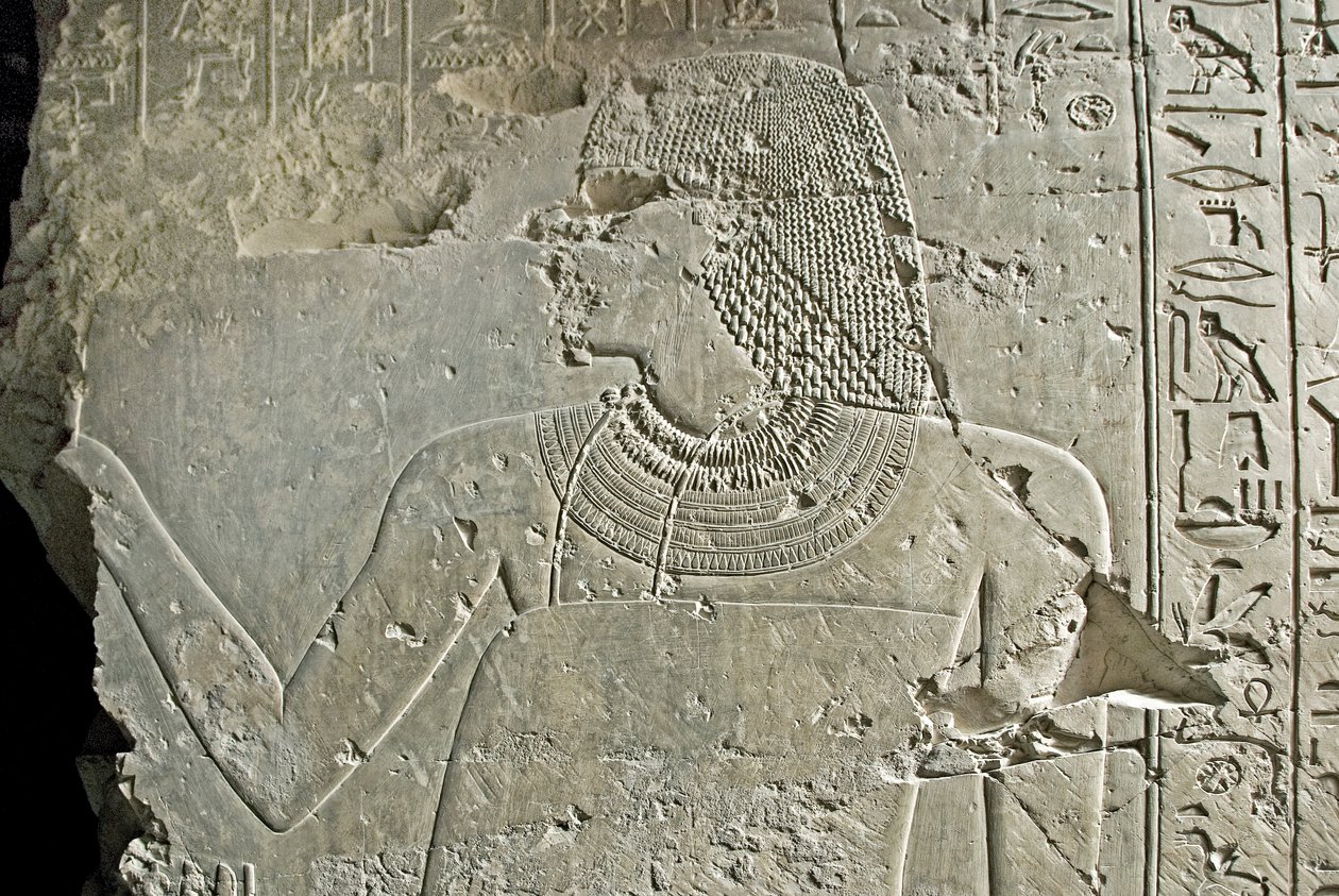 Egyptiläinen antiikki: visiiri Ramosen esitys. Matala kohokuvio hänen haudastaan (18. dynastia). Luxor, Thebes, Egyptin aatelisten hauta tekijältä Egyptian 18th Dynasty