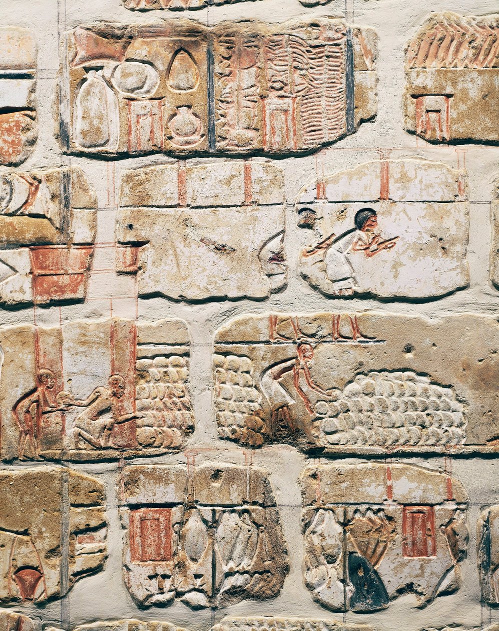 Egyptiläinen sivilisaatio, Talatat-muurin fragmentteja Amenhotep IV:n temppelistä Karnakissa, Luxorissa, Egyptissä. tekijältä Egyptian 18th Dynasty