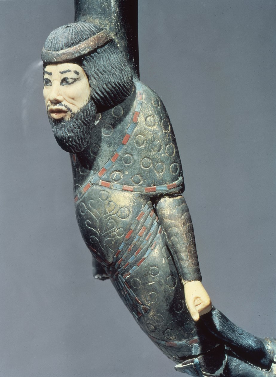 Syyrialainen hahmo seremoniallisen kepin päästä, Tutankhamonin haudasta (n. 1370-52 eKr.) Uusi kuningaskunta (puu ja norsunluu) (katso myös 149407) tekijältä Egyptian 18th Dynasty