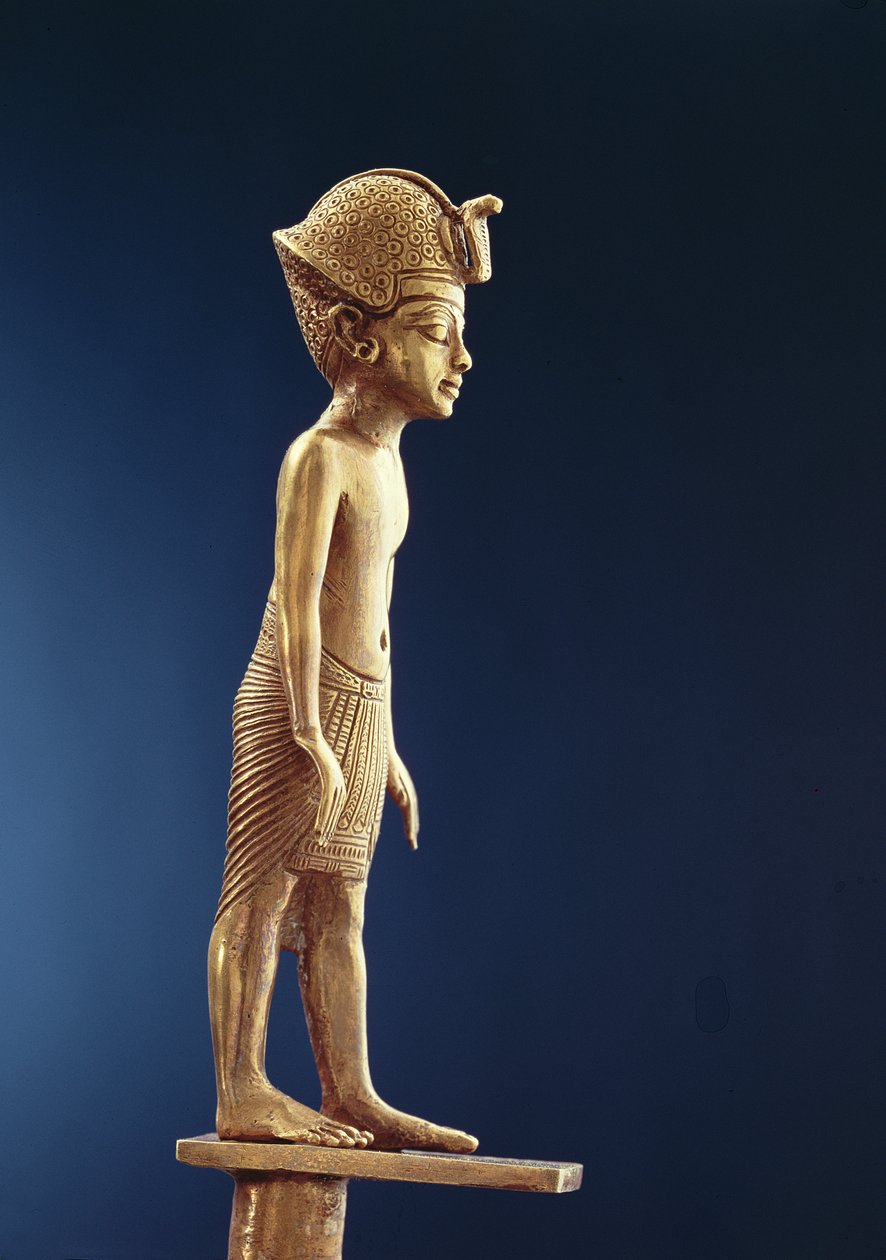 Kuninkaan hahmo sauvasta, Tutankhamonin haudasta, Uusi valtakunta (kulta) tekijältä Egyptian 18th Dynasty