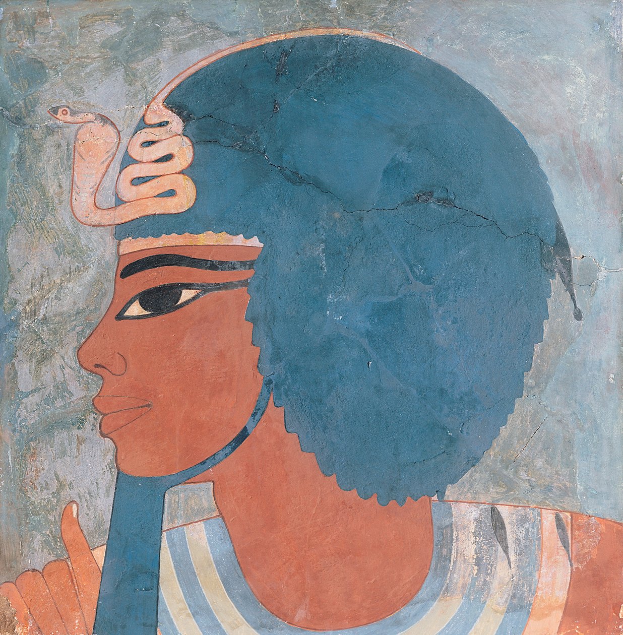 Amenophis III:n pää Onsoun haudasta, 18. dynastia, 1550-1295 eKr. (seinämaalaus) tekijältä Egyptian 18th Dynasty