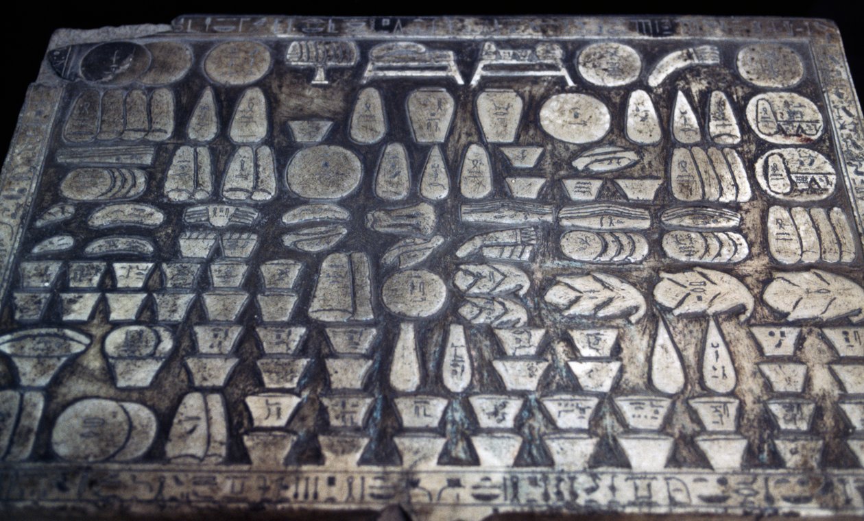 Uhrilahjapöytä, egyptiläinen sivilisaatio, Uusi valtakunta, XVIII dynastia, Yksityiskohta tekijältä Egyptian 18th Dynasty