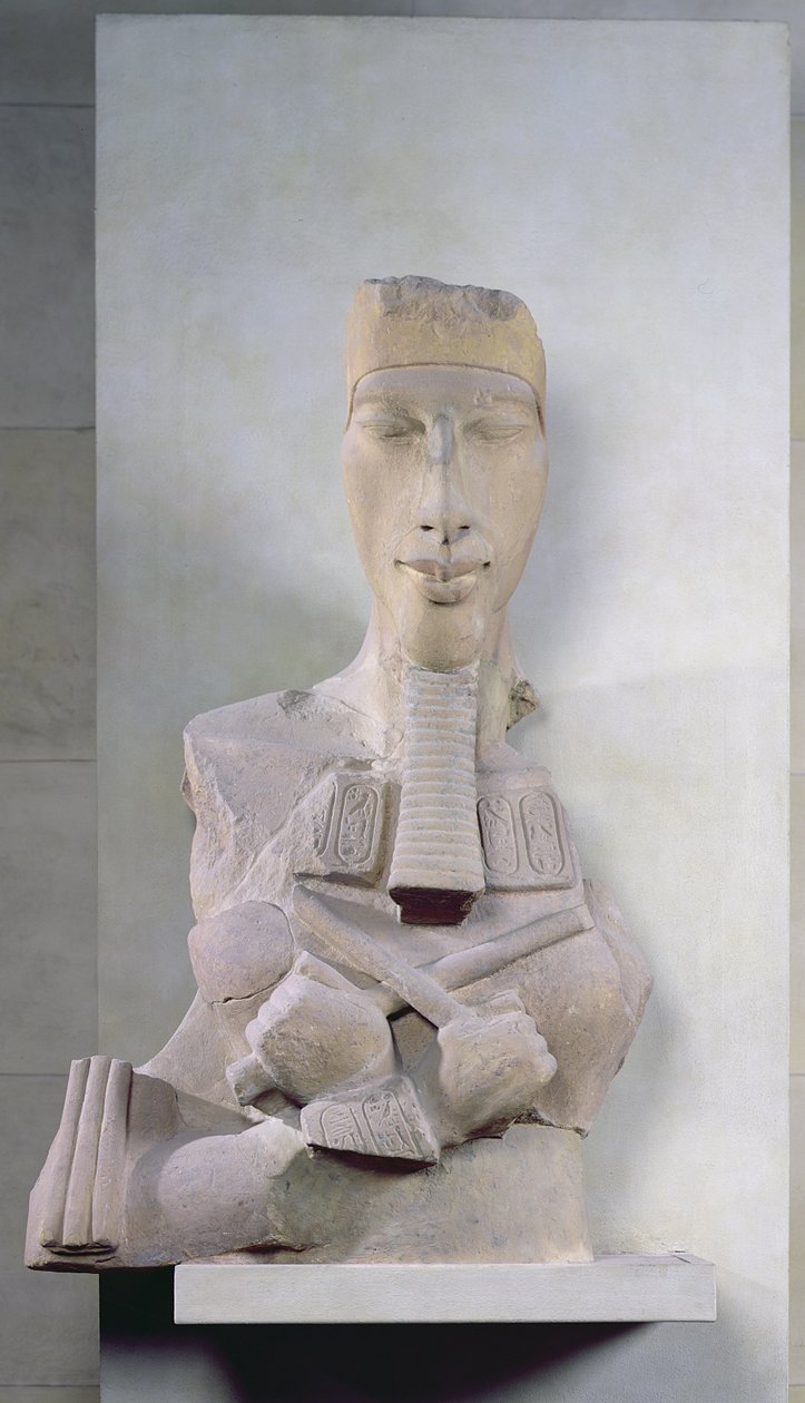 Amenophis IV:n (Akhenaten) Osiris-pilari Karnakista, Amarna-kaudelta, Uusi kuningaskunta, noin 1353-37 eKr. (hiekkakivi) tekijältä Egyptian 18th Dynasty