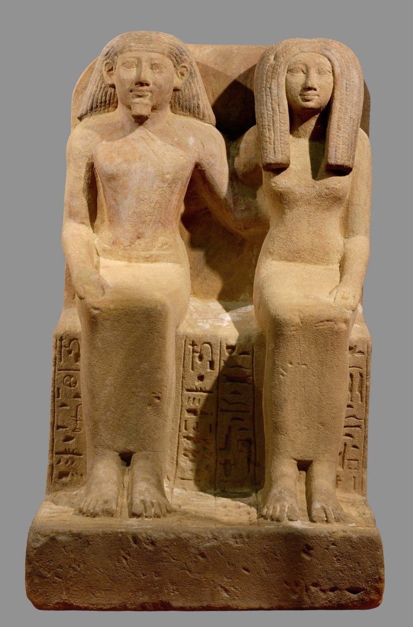 Ounsu, kirjuri-kirjanpitäjä, ja hänen vaimonsa Imenhetep ... tekijältä Egyptian 18th Dynasty