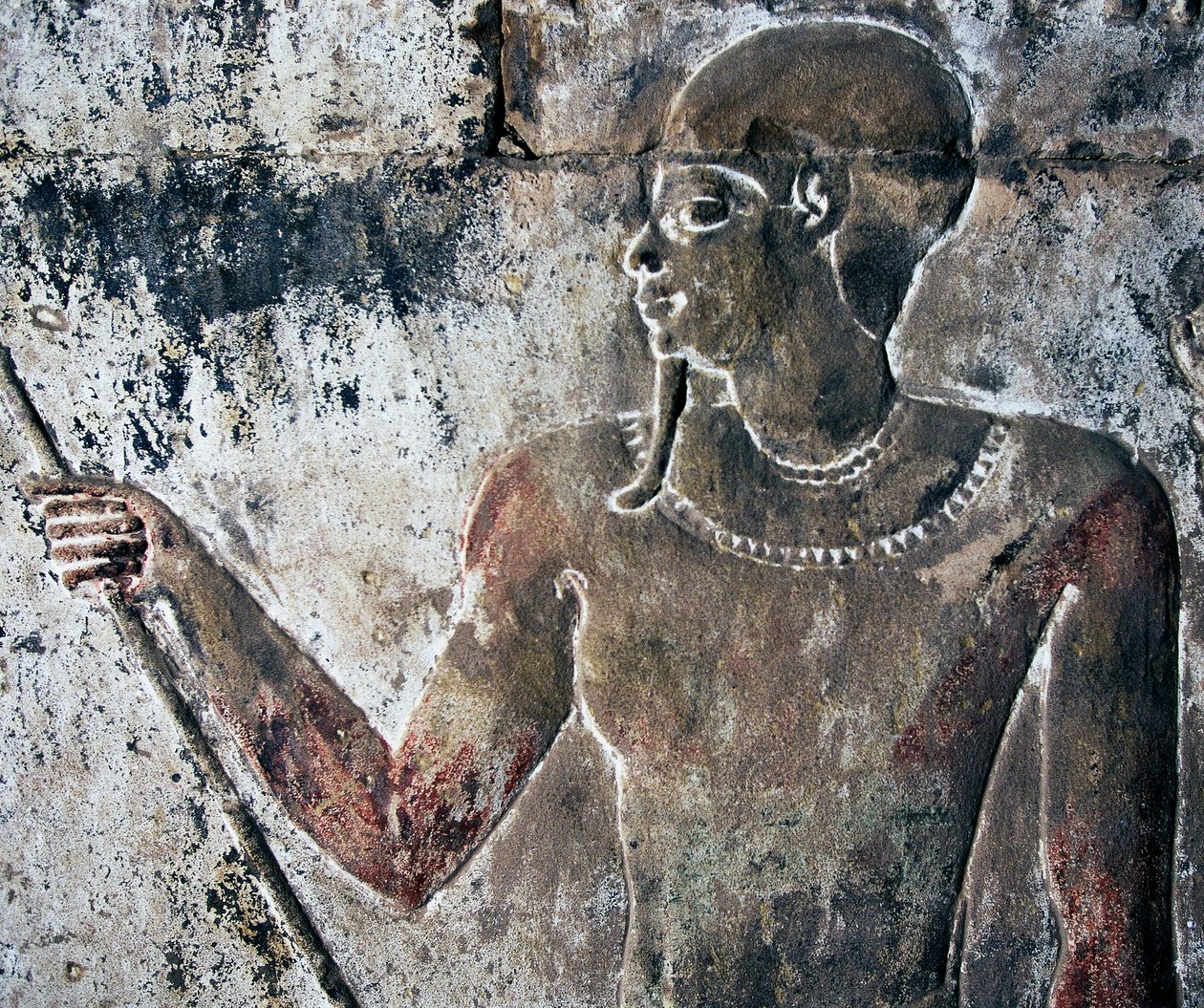 Maalattu reliefi, Hatsepsutin hautajaistemppeli, Deir el-Bahri, Luxor, Thebe (Unescon maailmanperintöluettelo). tekijältä Egyptian 18th Dynasty