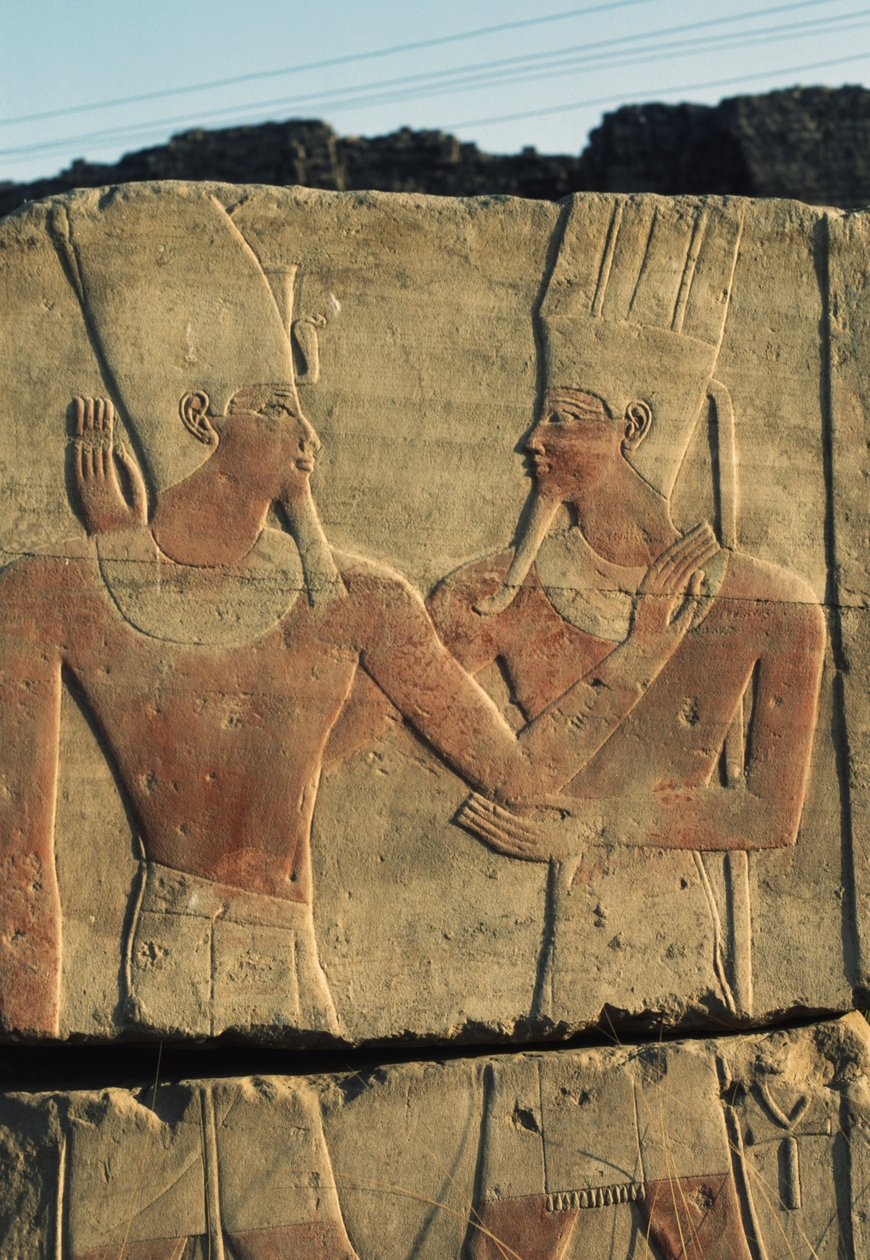 Maalattu reliefi, Amunin temppeli, Karnakin temppelikompleksi (Unescon maailmanperintöluettelo). tekijältä Egyptian 18th Dynasty