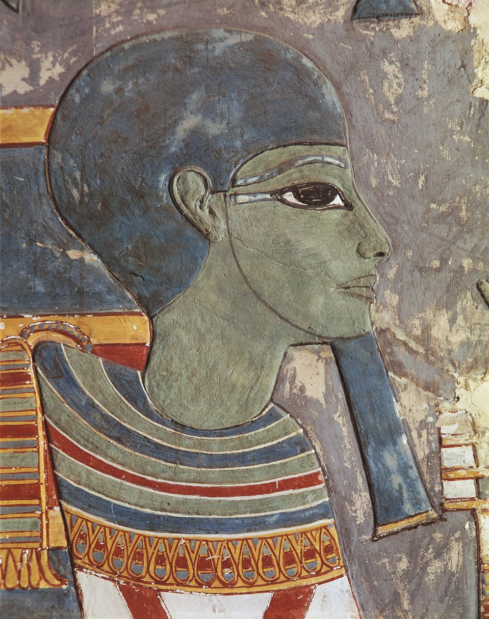 Maalattu reliefi jumalasta Ptah tekijältä Egyptian 18th Dynasty