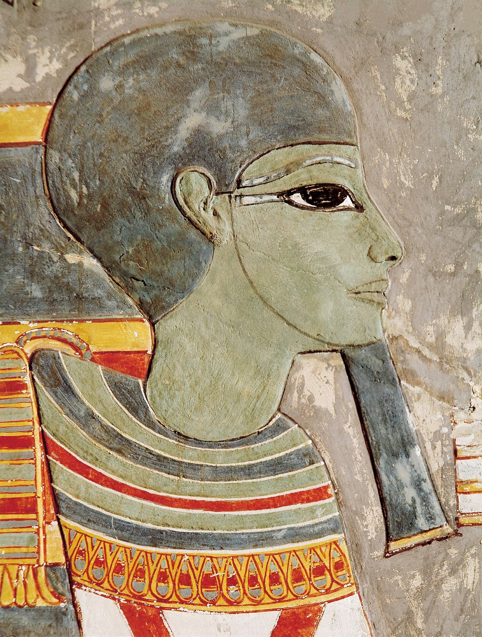 Maalattu reliefi jumala Ptahista Kuninkaiden laaksossa Horemhebin haudasta tekijältä Egyptian 18th Dynasty