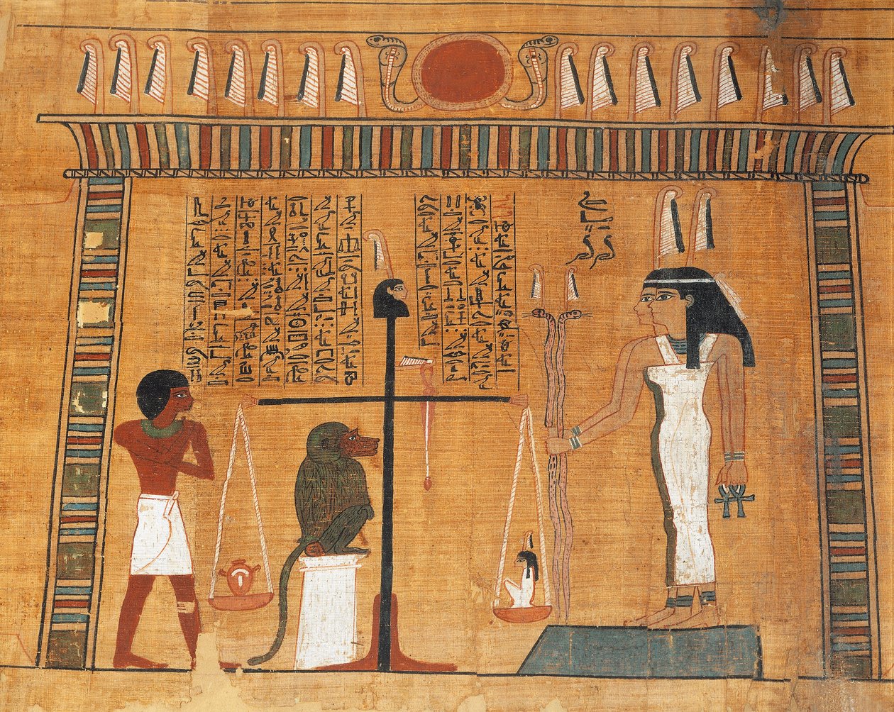 Kuolleiden kirjan papyrus: vainaja Osiriksen tuomioistuimessa tekijältä Egyptian 18th Dynasty