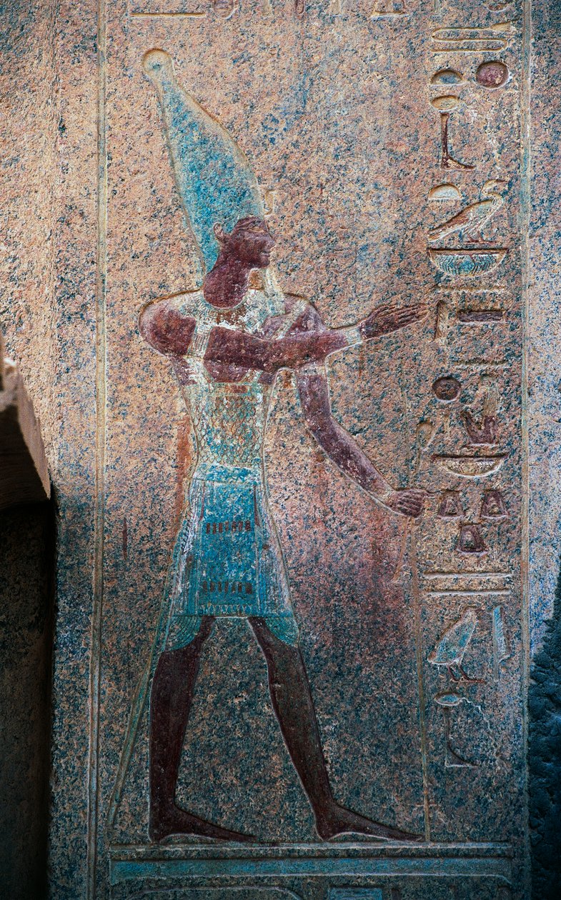 Ylä-Egyptin faarao kruunun kanssa, Hatšepsutin hautatemppeli, Deir el-Bahari, Thebanin nekropoli (Unescon maailmanperintöluettelo). tekijältä Egyptian 18th Dynasty