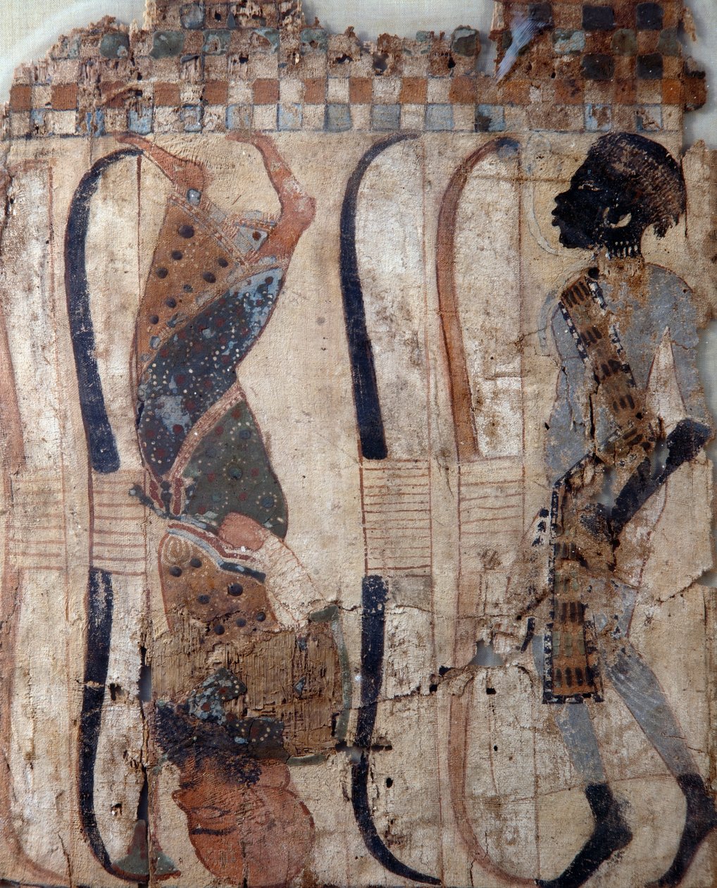 Valloitettujen maiden vankeja, maalattu Tutankhamonin haudan materiaaliin, Egyptin sivilisaatio, Uusi valtakunta, XVIII dynastia, Yksityiskohta kasvoista. tekijältä Egyptian 18th Dynasty
