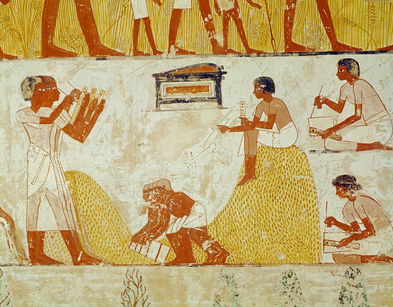 Sadon tallennus Mennan haudalta (seinämaalaus) tekijältä Egyptian 18th Dynasty