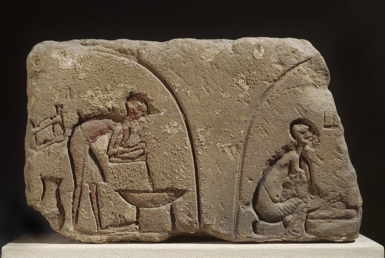 Aterian valmistamisen hiekkakivirelief (hiekkakivi) tekijältä Egyptian 18th Dynasty