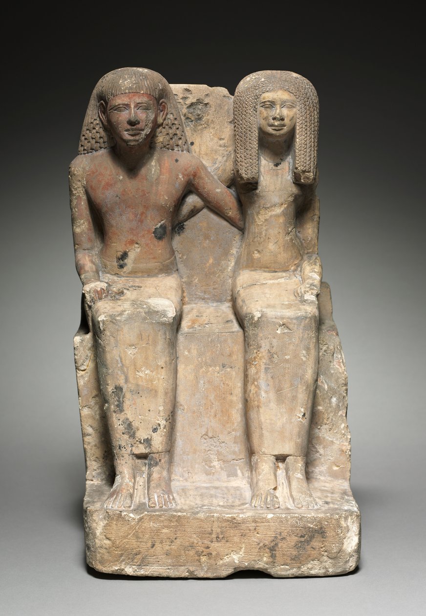 Istuvan parin patsas, noin 1479-1425 eaa tekijältä Egyptian 18th Dynasty