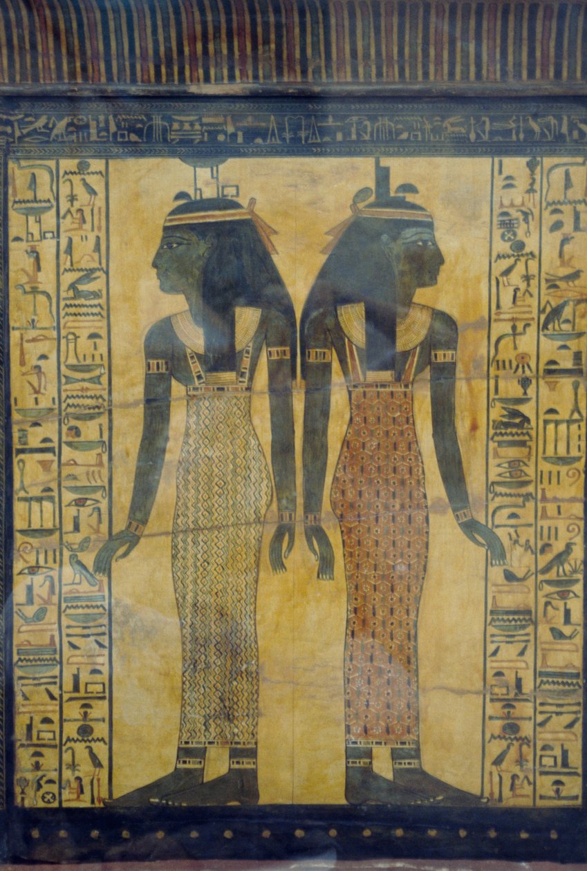 Selket ja Neith, Maiherprin sarkofagin koristeellinen yksityiskohta, Egyptin sivilisaatio, Uusi valtakunta, XVIII dynastia tekijältä Egyptian 18th Dynasty