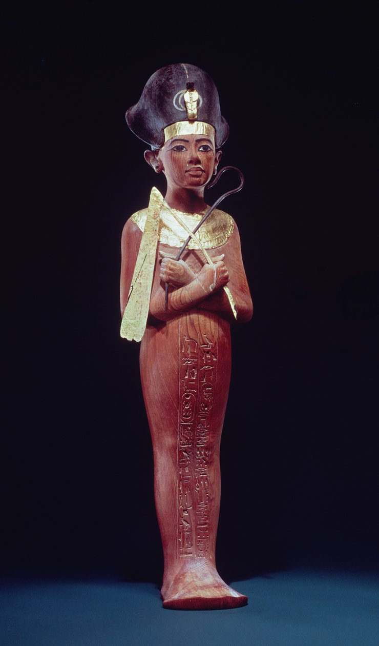 Shabti-hahmo Tutankhamonin haudasta (n. 1370-1352 eKr.) Uusi kuningaskunta (kullattu puu) tekijältä Egyptian 18th Dynasty