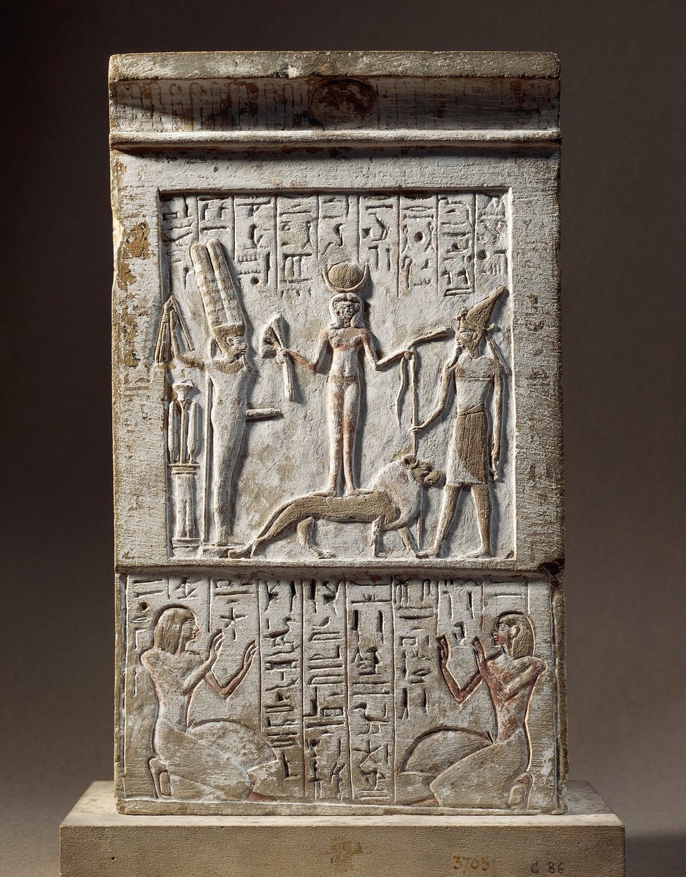 Syyria, Kadesh, Kuninkaiden laakson käsityöläisen Huyn tarjoama pylväs: lahjoittaja palvoo jumalatar Kadeshia ja jumala Rechepiä. tekijältä Egyptian 18th Dynasty