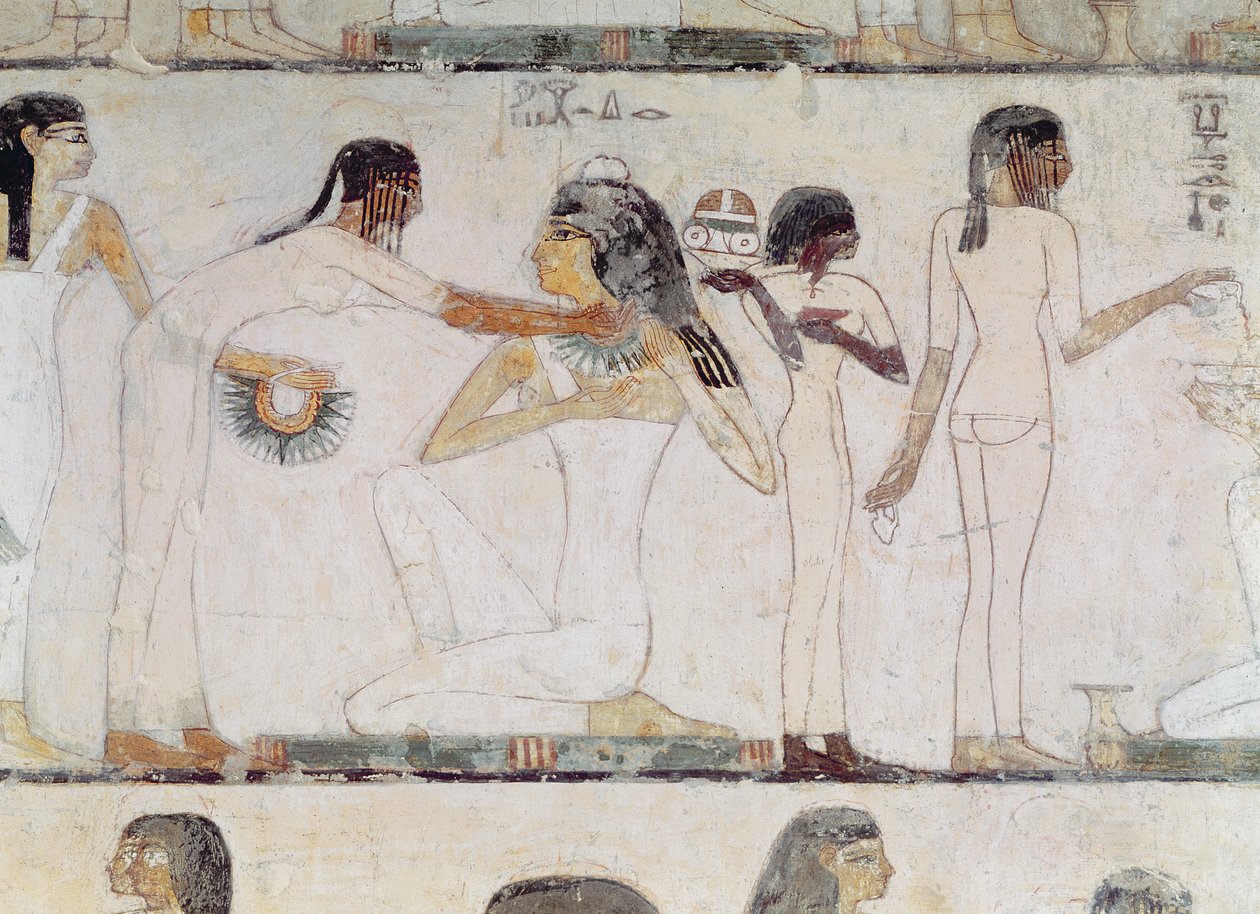 Aatelisnaisten wc, Tuthmosis III:n ja Amenhotep II:n visiirin Rekhmiren haudalta, Uusi kuningaskunta (seinämaalaus) tekijältä Egyptian 18th Dynasty
