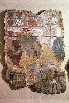 Unsou kirjuri valvomassa työntekijöitä pelloilla, Unsoun haudalta, Itä-Thebe, Uusi kuningaskunta (seinämaalaus) tekijältä Egyptian 18th Dynasty