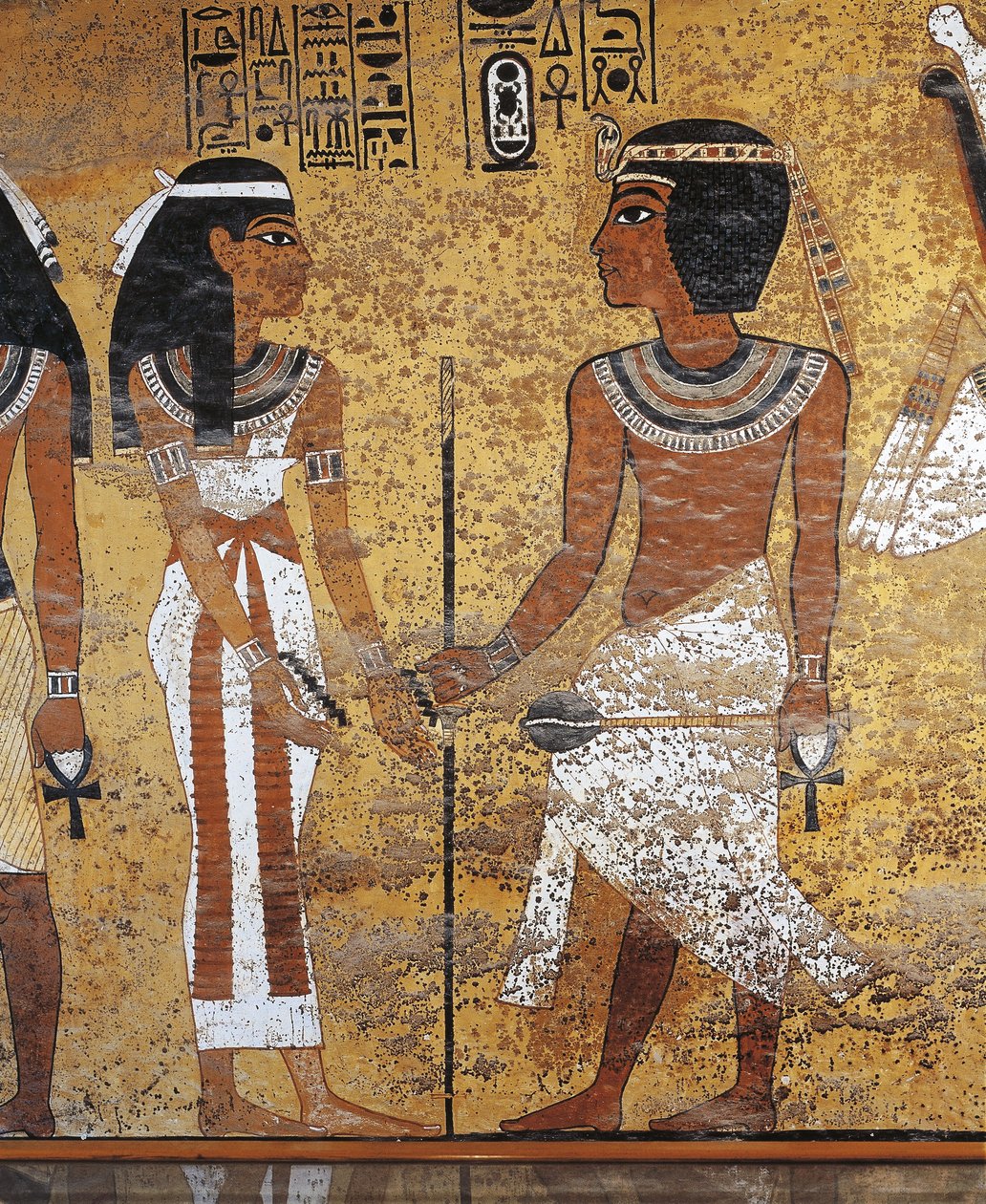 Tutankhamon ja hänen kuningattarensa, Tutankhamonin hauta, Luxor, Egypti (fresko) tekijältä Egyptian 18th Dynasty