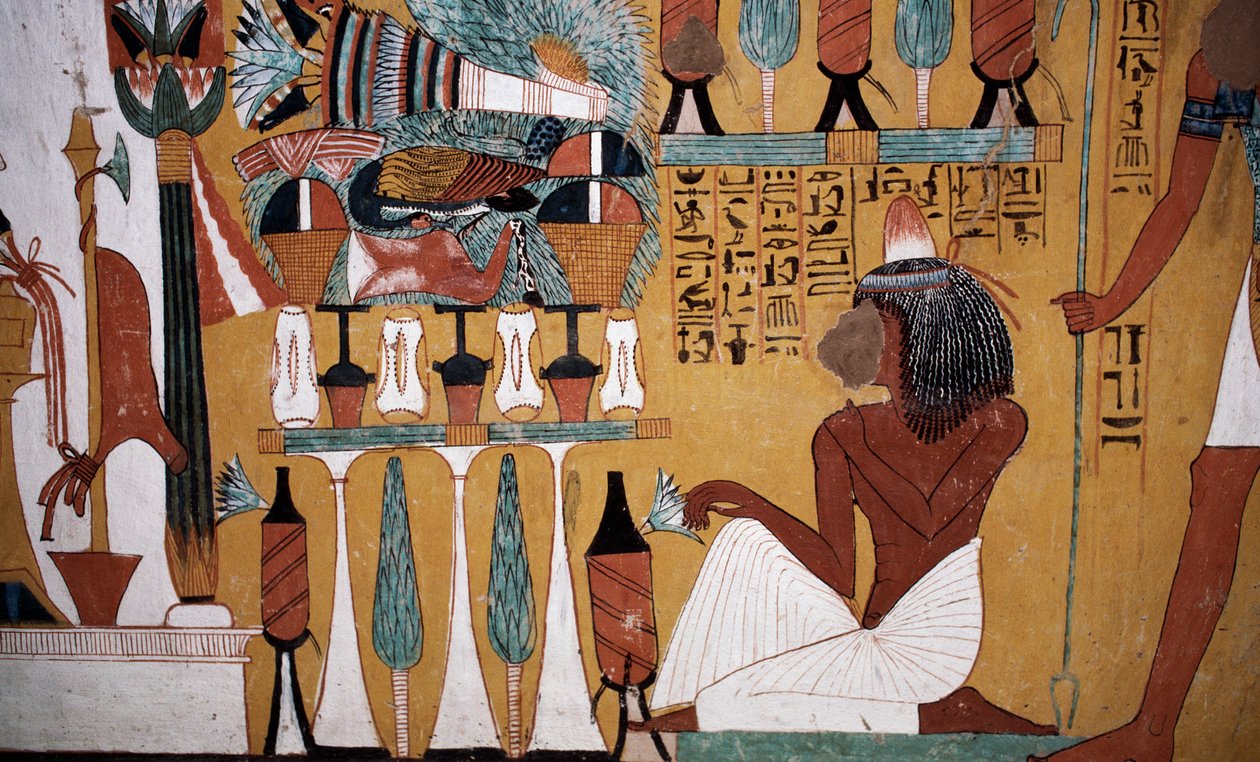 Seinämaalaus, Sennedjemin hauta, Kuninkaiden laakso, Luxor, Thebe (Unescon maailmanperintökohde). tekijältä Egyptian 18th Dynasty