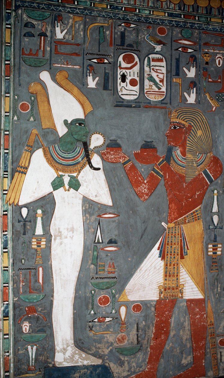 Seinämaalaus, Sennedjemin hauta, Kuninkaiden laakso, Luxor, Thebe (Unescon maailmanperintökohde). tekijältä Egyptian 18th Dynasty