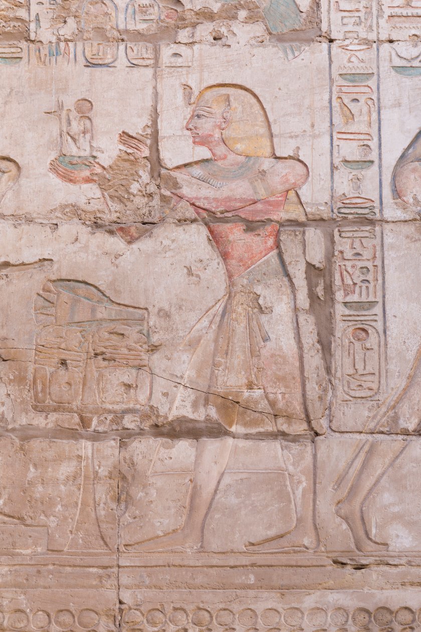 Seinäreliefit, suuri hypostyle-sali, Karnakin temppelikompleksi, Luxor, Egypti tekijältä Egyptian 18th Dynasty